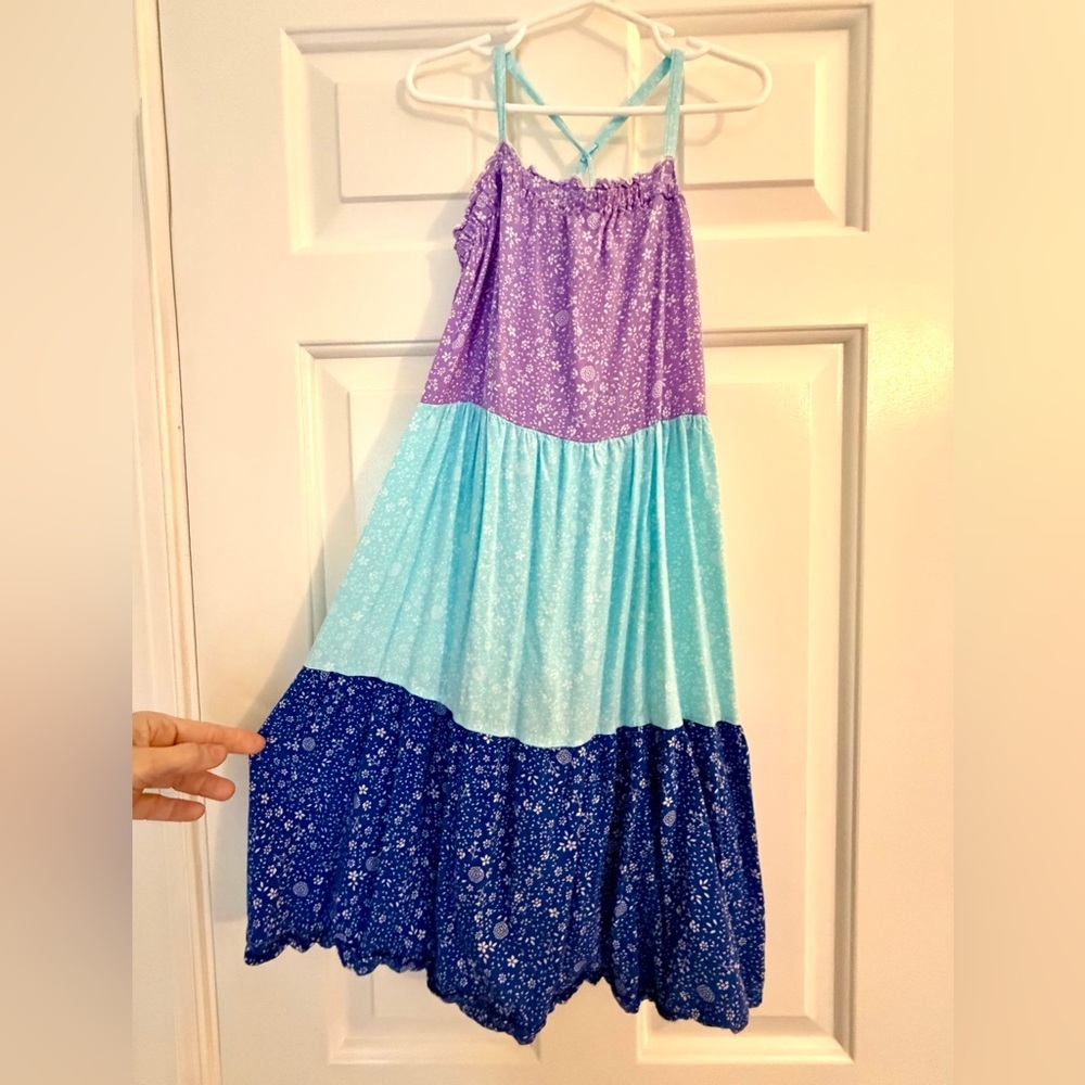 Design History Turquoise and Lavender Layered Maxi Dress Girls Size 5 - Picture 3 of 7